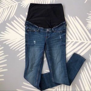 H&M Mama distressed dark maternity jeans